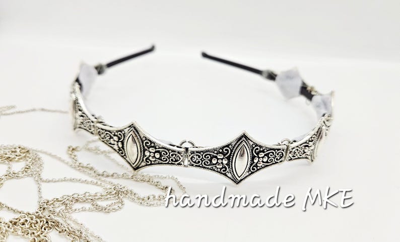 Metal Crown Headband: Medieval Battle Armor Headpiece; Viking Crown; Chainmail Crown; Silver Medieval Crown; Metal Crown; Renaissance Faire image 13
