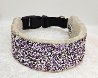 Purple and Silver Dog Collar: Pretty Dog Collars; Girly Dog Collars; Bling Dog Collars; Fancy Dog Collars; Purple Dog Collar; Fun Dog Collar