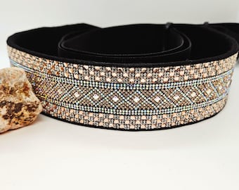 Champagne Guitar Strap; Guitar Accessories; Guitar Strap; Acoustic Guitar Strap; Electric Guitar Strap; Rhinestone Strap; Bling Strap