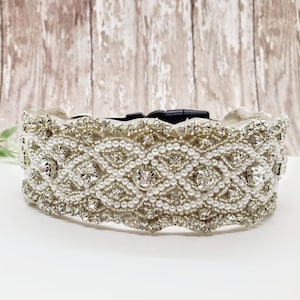 Rhinestone Bling Dog Collar; Dog Wedding Attire; Fancy Dog Collar; Wedding Dog Collar; Diamond Dog Collar; Pearl Dog Collar; Bling Collar