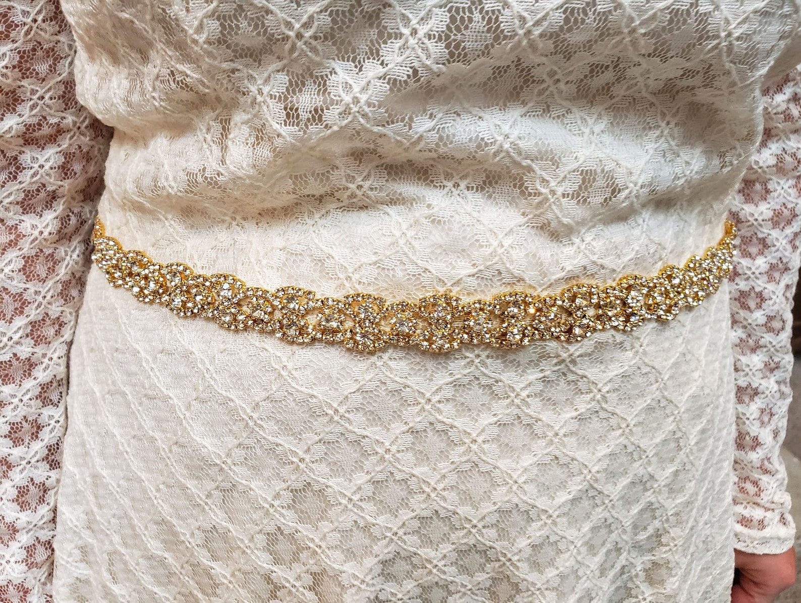 Skinny Gold Crystal Chain Wedding Dress Sash Thin Rhinestone Etsy