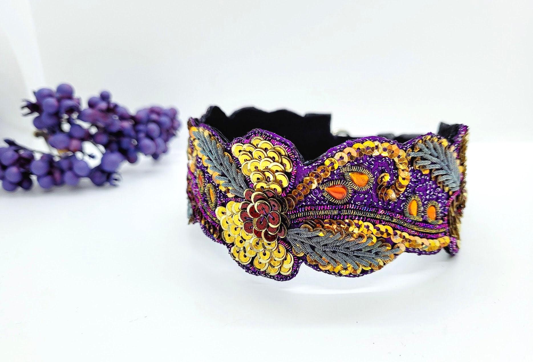Mardi Gras Sequin Dog Collar Purple Collar; Wide Large Gras; Unique Collars