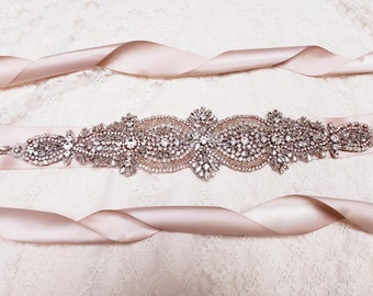 The "June" Bridal Sash; Rose Gold Wedding Belt; Wide Wedding Dress Sash; Wide Wedding Belt; Bridal Belt; Rose Gold Sash; Rose Gold Belt