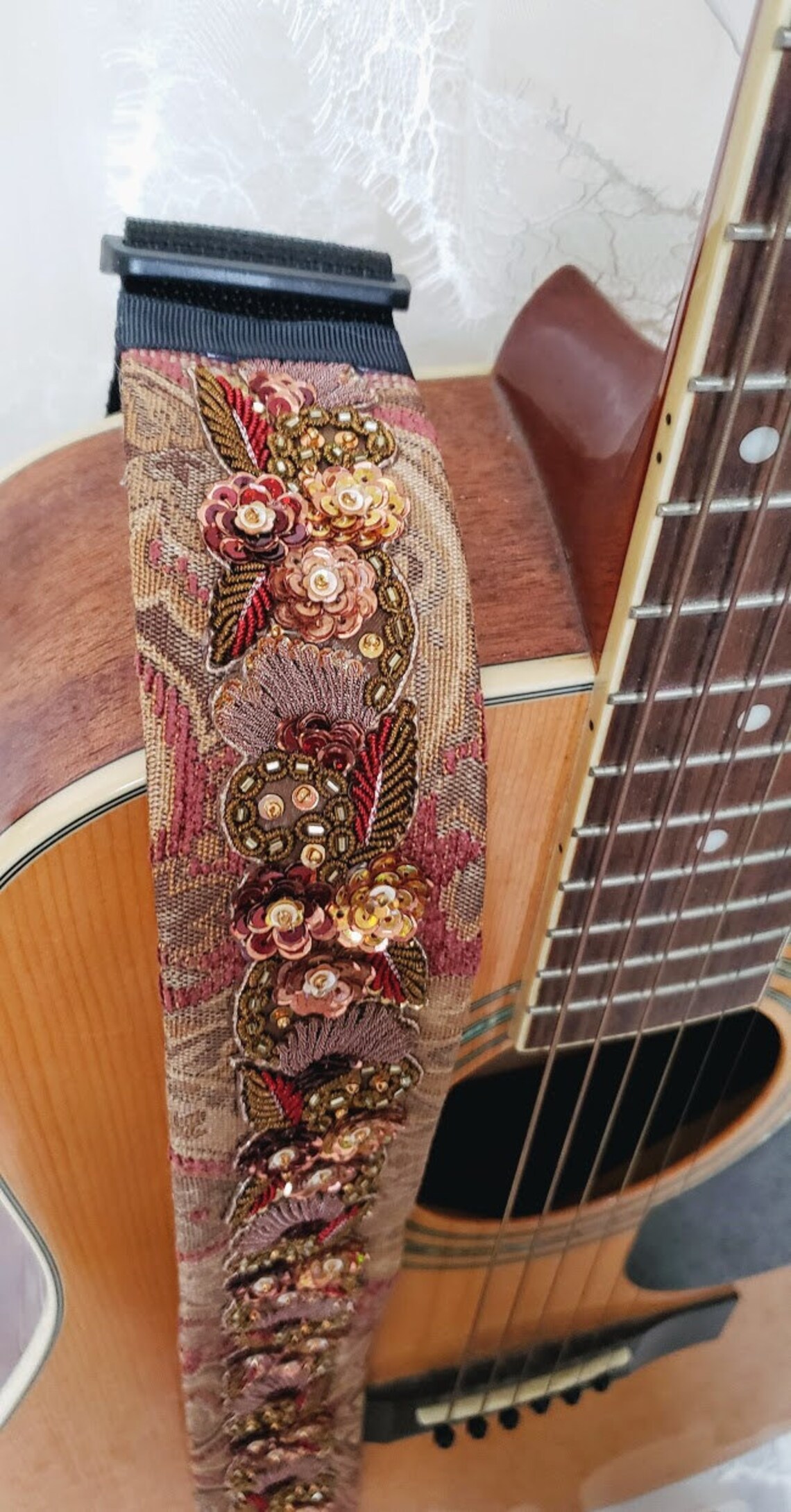 Earthy Beaded Guitar Strap Statement Guitar Strap Unique Etsy