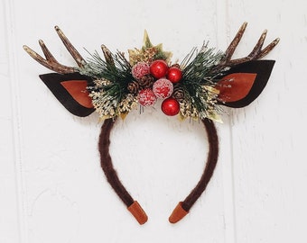 Christmas Deer Antler Headband; Rustic Deer Headband for Photo Prop; Unique Deer Antler Hair Accessory; Deer Costume Cosplay; Xmas Deer