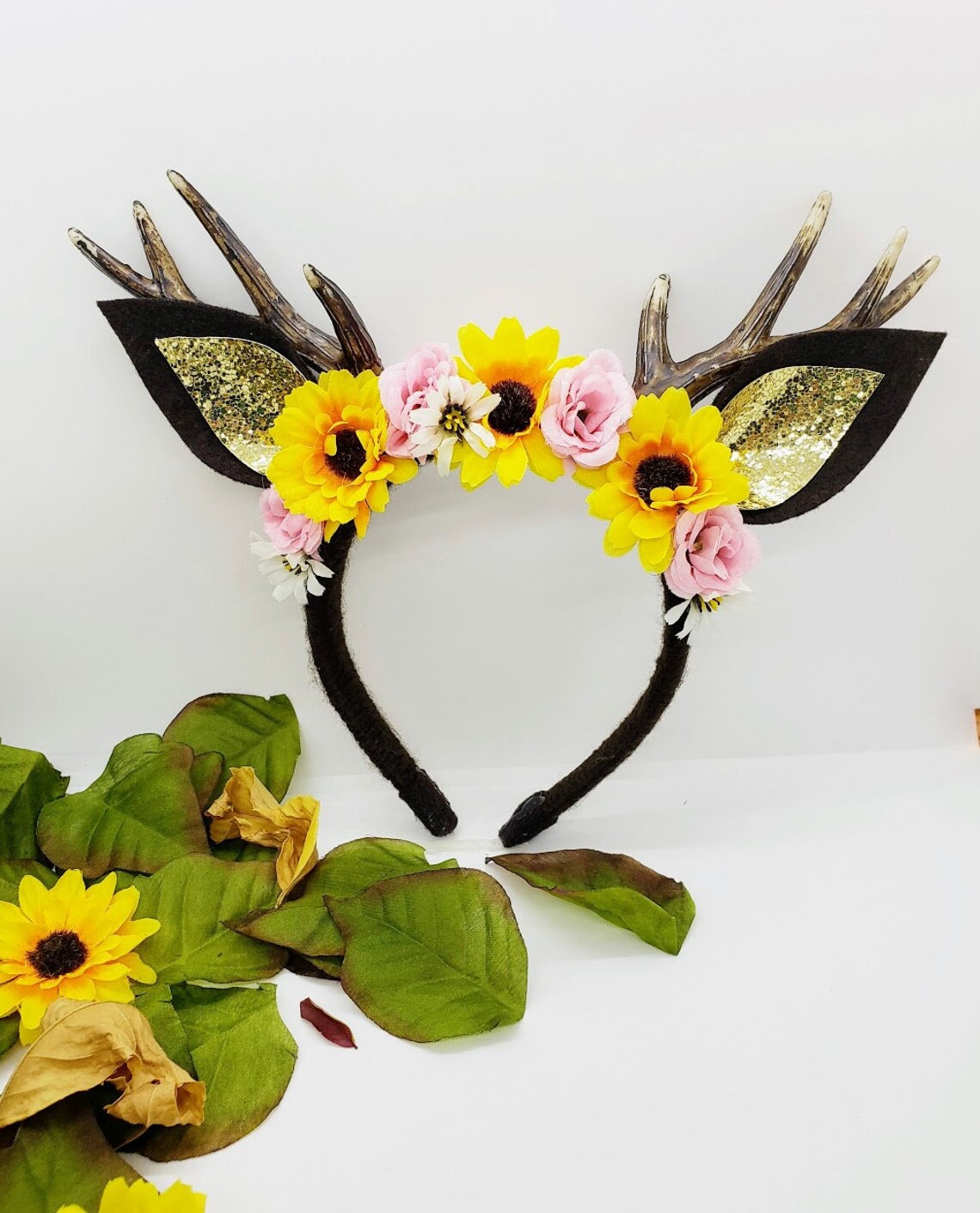 Flower Deer Headband Antler Headband Deer Antler Headband Etsy