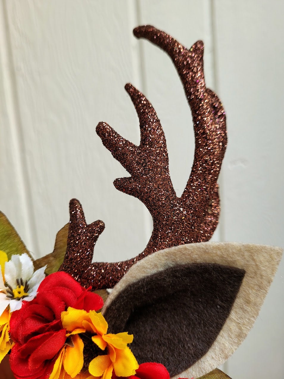 Handmade Deer Ear Flower Antler Headband Woodland Floral Fairy Costume Accessory Handmade Deer Ear Flower Antler Headband - Woodland Floral  main image 4