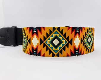 Southwest Guitar Strap: Aztec Pattern; Orange Guitar Strap; Southwestern Strap; Southwestern Vibes; Guitar Straps; Acoustic Guitar Strap