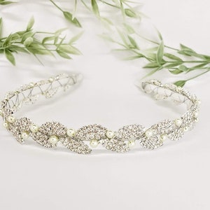 Boho Wedding Headband; Leaf Headpiece; Wedding Headband; Crystal Leaf Headband; Crystal Headband; Bridal Headband; Prom Headband