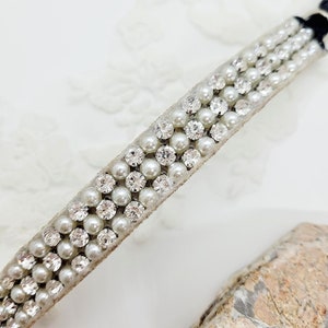 Pearl and Rhinestone Dog Collar; Unique Dog Collars; Small Crystal Dog Collar; Wedding Dog Collar; Diamond Dog Collar; Bling Dog Collar