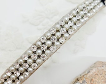 Pearl Rhinestone Dog Collar: Pet Wedding; Pet Wedding Collar; Pearl Dog Collar; Rhinestone Dog Collar; Fancy Dog Collars; Bling Collar