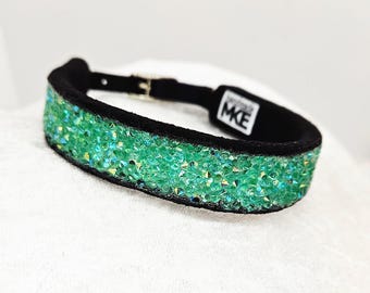 Skinny Teal Dog Collar: Small Breed Teal Collar; Jewel Dog Collar; Gem Collar; Girly Dog Collar; Fancy Dog Collars; Teal Bling Dog Collar