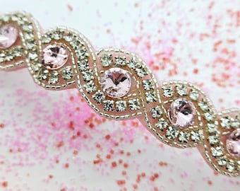 Light Pink Rhinestone Dog Collar: Beaded Diamante, Special Occasion