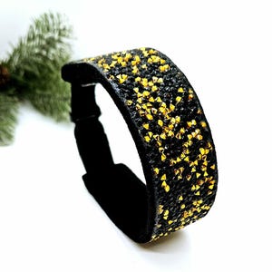 Black and Gold Dog Collar; Gold and Black Gem Collar; Bling Collar; Fancy Black Collar; Sparkly Collar; Black and Gold; Pet Collar