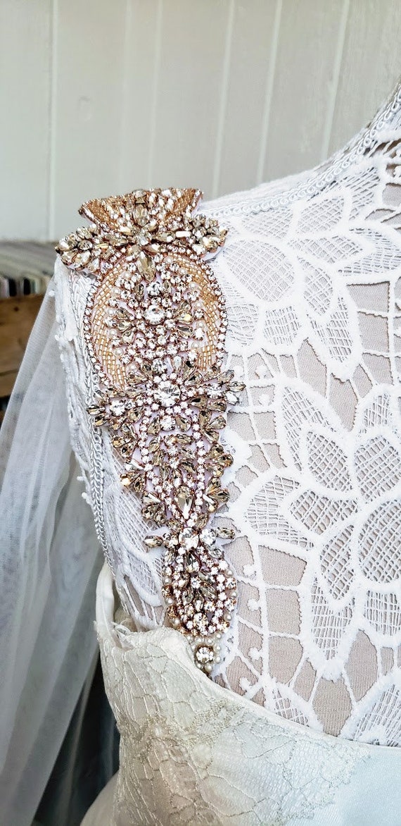 Rose Gold Rhinestone Wedding Dress Straps: Diamante Bridal Accessory - Etsy