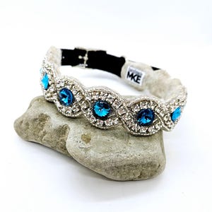 Adjustable Blue Rhinestone Dog Collar; Unique Dog Collars; Blue Dog Collar; Wedding Dog Collar; Dog Collar; Bling Dog Collar