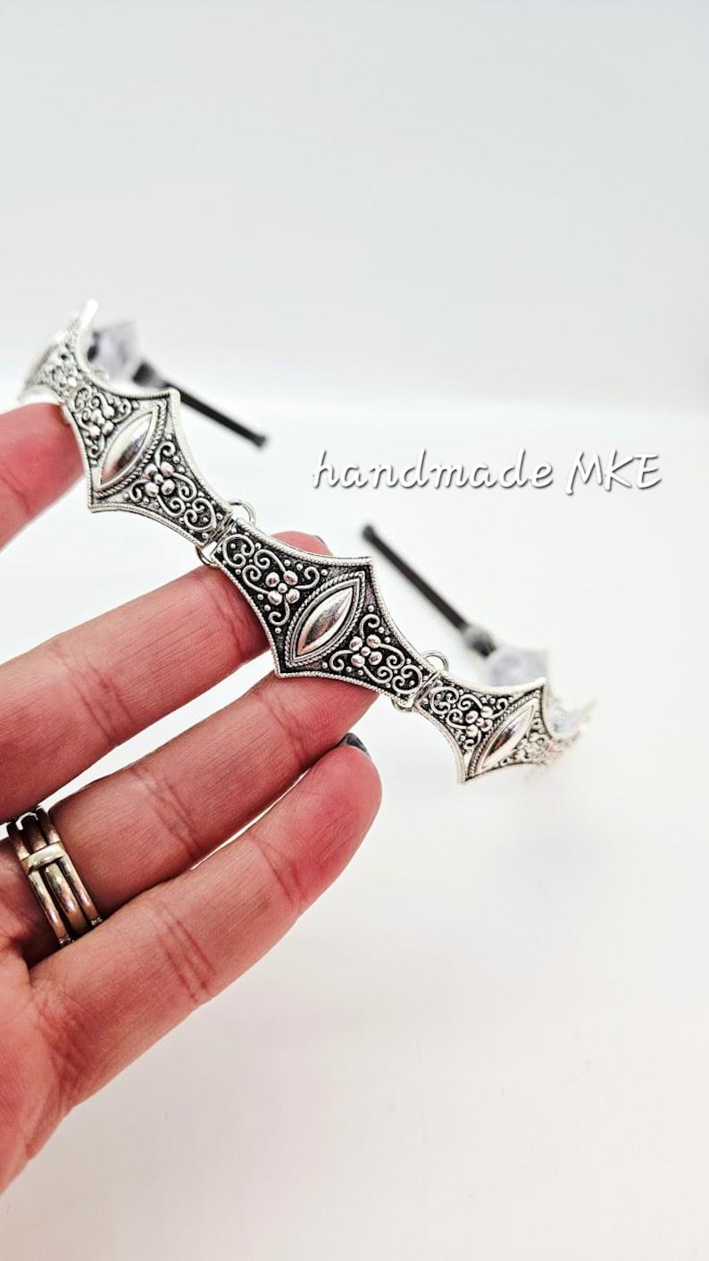 Metal Crown Headband: Medieval Battle Armor Headpiece; Viking Crown; Chainmail Crown; Silver Medieval Crown; Metal Crown; Renaissance Faire image 8