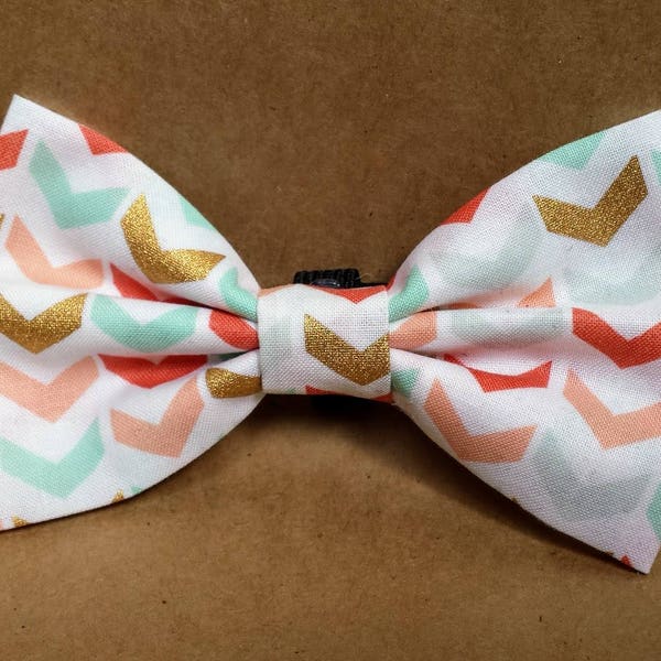 Coral Mint and Gold Easter Dog Bows and Bow Ties; Spring Dog Bow; Dog Bow Tie; Posh Dog Bow Tie; Trendy Dog Bow Tie; Easter Dog Bow Tie