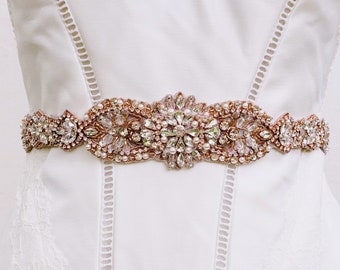 Unique Rose Gold Wedding Belt; Copper Wedding Belt; Rose Gold Bridal Belt; Bridal Accessory; Wedding Dress Belt; Rose Gold Accessory