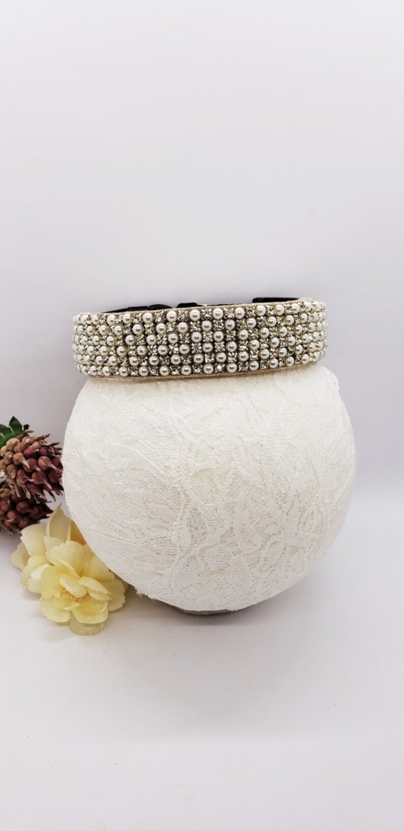 Wide Pearl and Rhinestone Dog Collar Bling Dog Collars Etsy