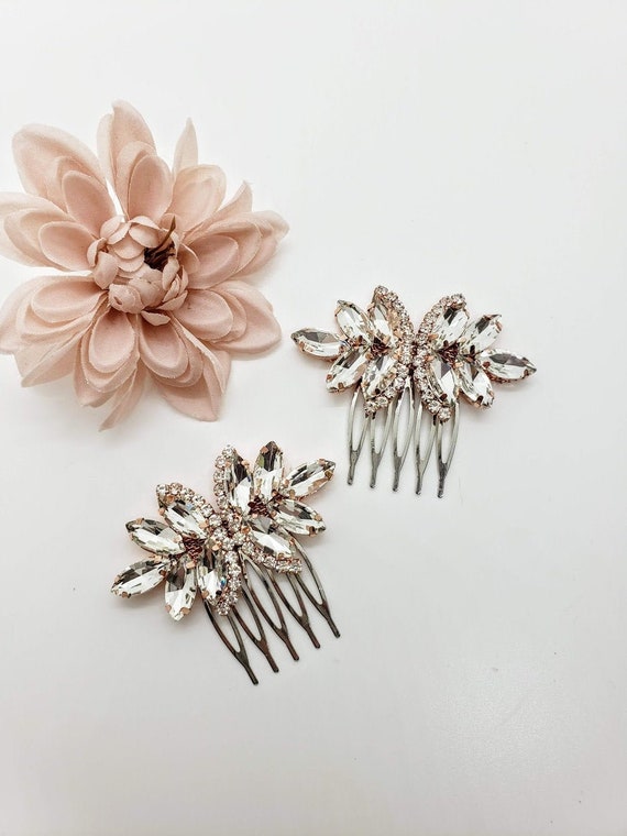 Small Rose Gold Comb Simple Bridal Comb Bridal Party Hair Etsy