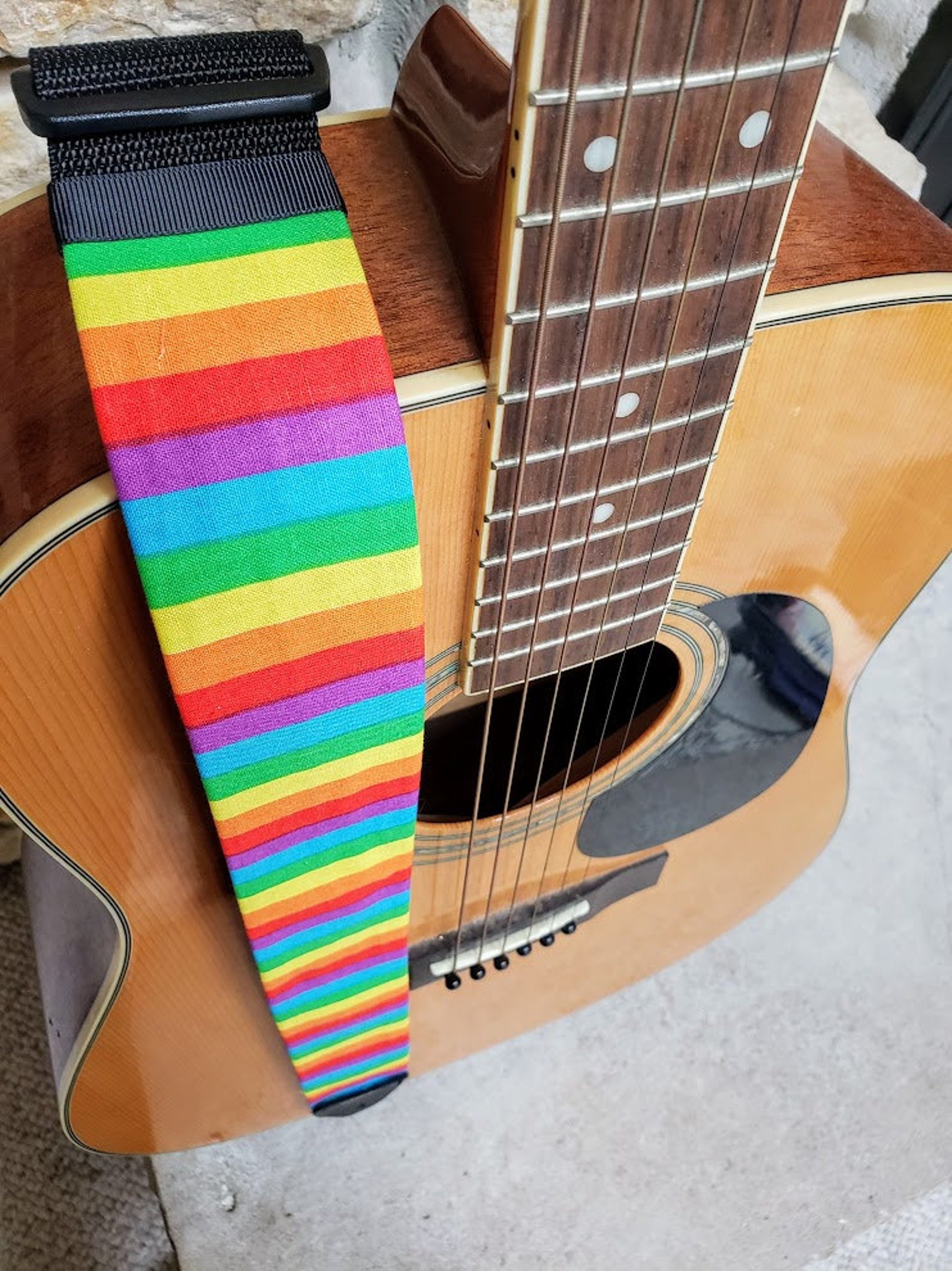 Rainbow Stripe Guitar Strap Rainbow Guitar Strap Pride Etsy