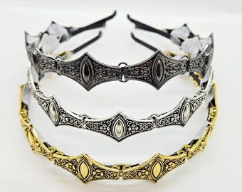 Metal Crown Headband: Ren Faire, Viking Crown; Iron Crown; Silver Crown; Gold Crown; Warrior Princess Crown; Armor Crown; Medieval Crown