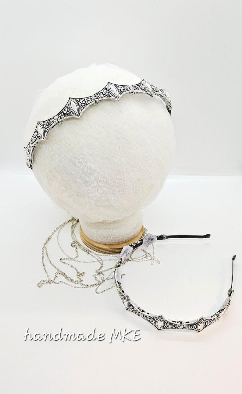 Metal Crown Headband: Medieval Battle Armor Headpiece; Viking Crown; Chainmail Crown; Silver Medieval Crown; Metal Crown; Renaissance Faire image 5