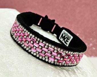 Pink Breakaway Cat Collar; Pink Rhinestone Collar for Cats; Pink Rhinestone; Pink Bling Collar; Fancy Breakaway Collars; Rhinestone Collar