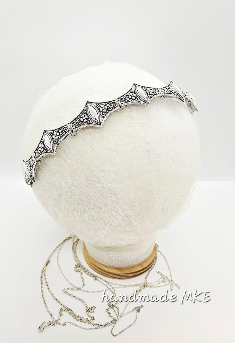 Metal Crown Headband: Medieval Battle Armor Headpiece; Viking Crown; Chainmail Crown; Silver Medieval Crown; Metal Crown; Renaissance Faire image 7