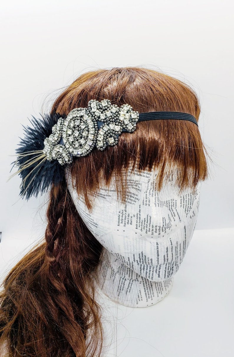 Ceenna 24 Diademas De Los Años 20, Diadema De Plumas Negras