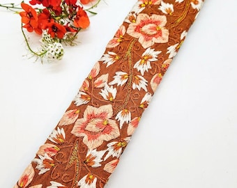 Beautiful Embroidered Guitar Strap; Orange Flower Strap; Embroidered Guitar Strap; Antique Guitar Strap; Unique Flower Strap