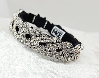 Rhinestone Braid Cat Collar: Fancy Bling Cat Collar; Fancy Breakaway Collar; Rhinestone Collar for Cats; ; Breakaway Cat Collar
