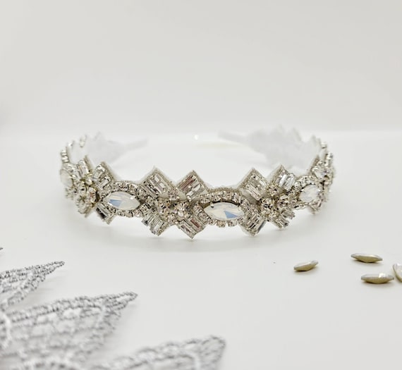 Art Deco Opal Wedding Headband: Rhinestone Bridal Accessory  display picture 1