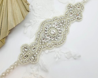 Art Deco Beaded Wedding Belt; Bridal Sash Belt; Art Deco Bridal Belt; Vintage Bride; Plus Size Bridal Belt; Large Bridal Sash; Art Deco Belt