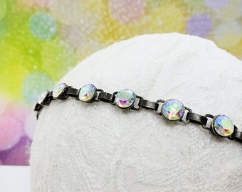 Iridescent Rhinestone Headchain: Festival Hair Jewelry
