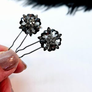 Black Flower Hair Pin; Gothic Flower Hair Pin; Black Flower; Black Rhinestone Hair Pin; Hair Jewelry; Black Flower Pin