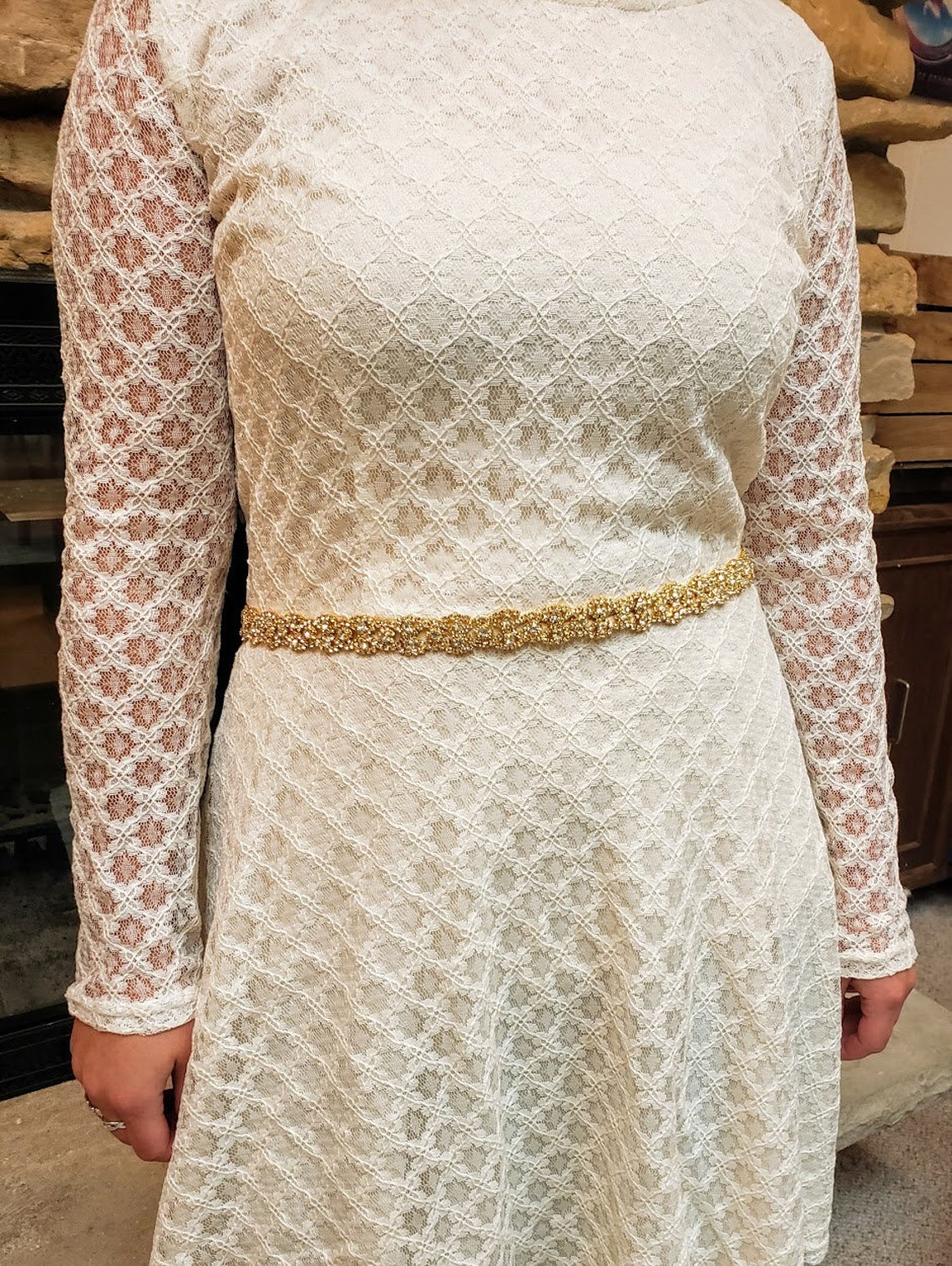 Skinny Gold Crystal Chain Wedding Dress Sash Thin Rhinestone Etsy