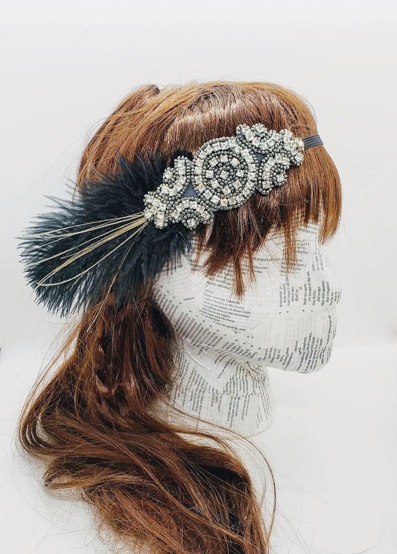 Ceenna 24 Diademas De Los Años 20, Diadema De Plumas Negras