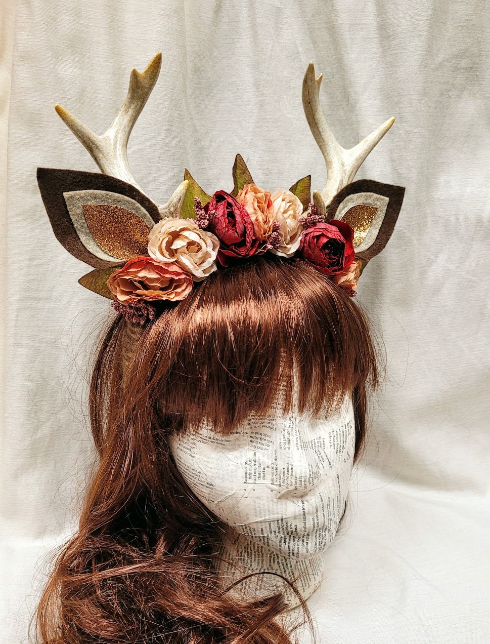 Women Costume Floral Deer Antlers Crown Headband Reindeer Hair Accessory Women Costume Floral Deer Antlers Crown Headband Reindeer  main image 2