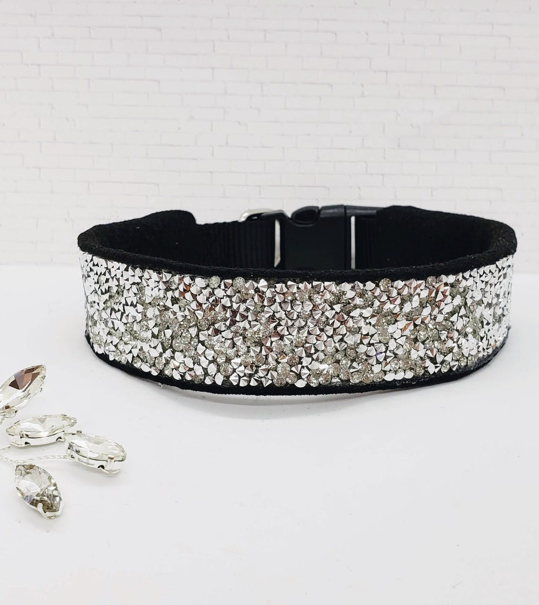 Silver Gem Dog Collar Unique Dog Collars Silver Sparkle Dog - Etsy