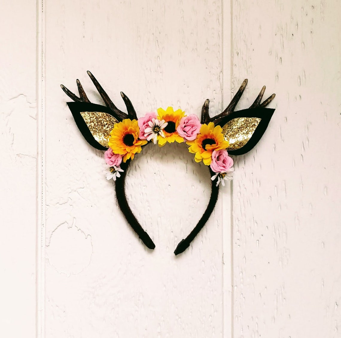 Flower Deer Headband Antler Headband Deer Antler Headband Etsy