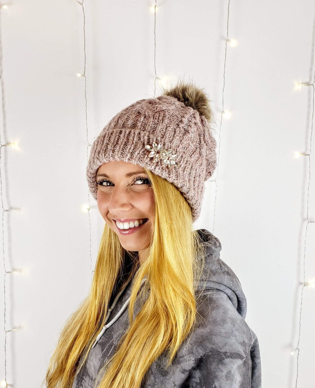 Pom Hat Hats for Women Winter Hats Pink 