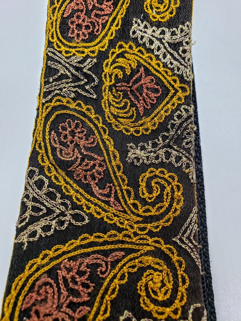 Gold Embroidered Guitar Strap Embroidered Guitar Strap Guitar Strap Unique Guitar Strap Guitar Strap for Women Guitarist Upcycled image 6