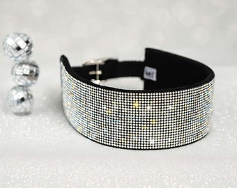 Extra Wide Rhinestone Dog Collar: Adjustable Large Collar; Wide Collars for Poodles; Rainbow Collar; Rhinestone Collars; Fancy Wide Collar