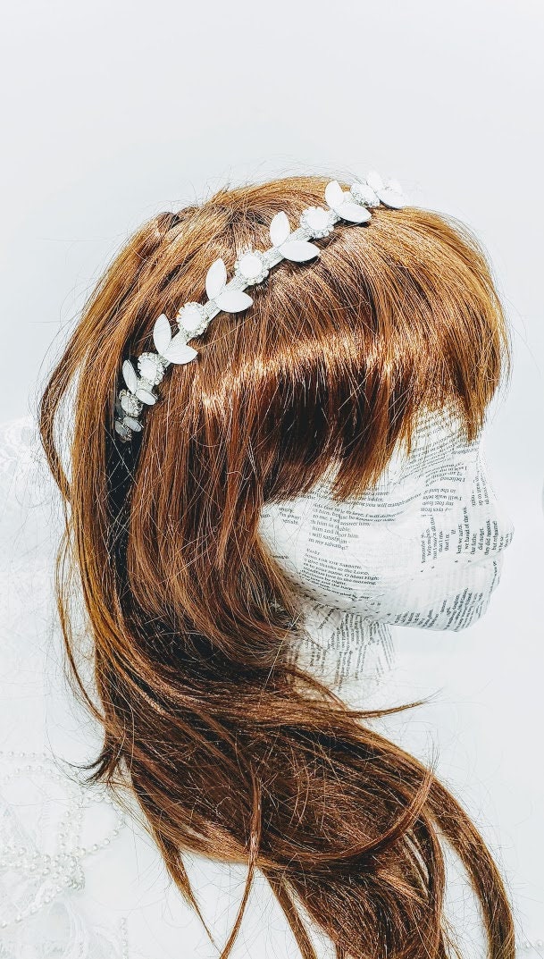Opalescent Moonstone Bridal | Handmade Ethereal Wedding Headpiece Opal Wedding Headband: Moonstone Bridal Hair Accessory; Opal  main image 3