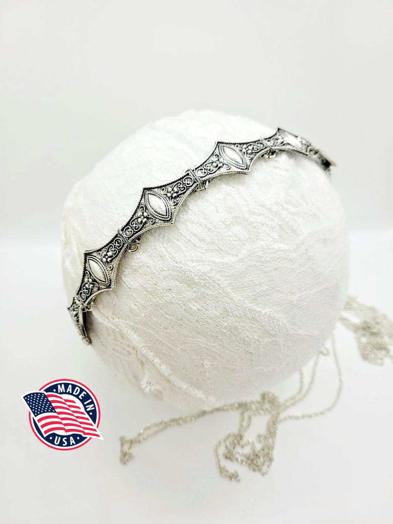 Metal Crown Headband: Medieval Battle Armor Headpiece; Viking Crown; Chainmail Crown; Silver Medieval Crown; Metal Crown; Renaissance Faire image 1