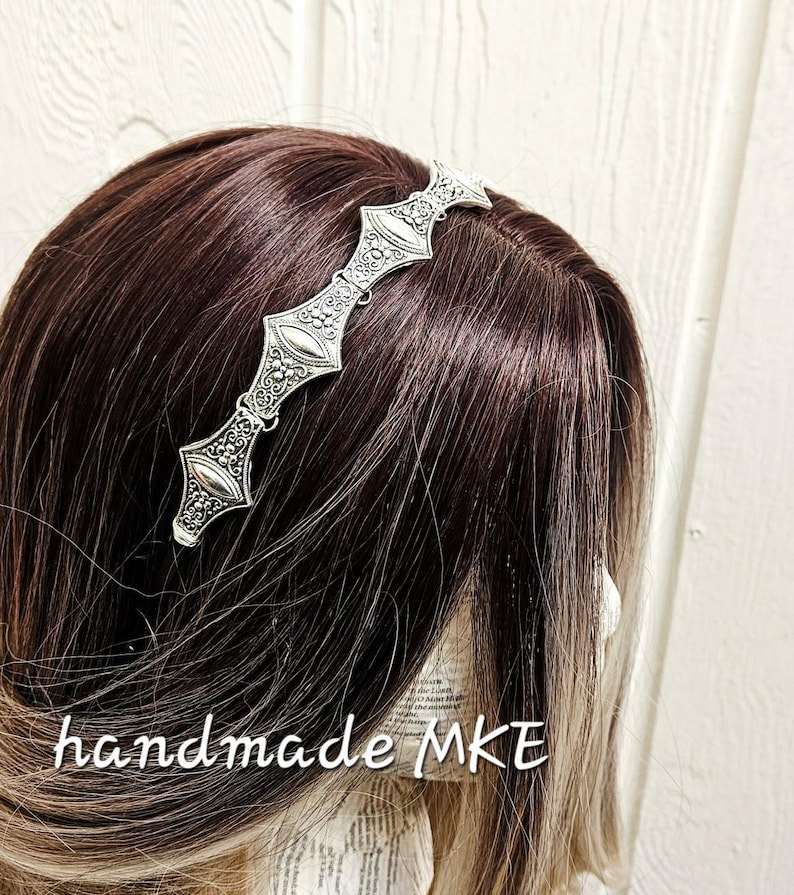 Metal Crown Headband: Medieval Battle Armor Headpiece; Viking Crown; Chainmail Crown; Silver Medieval Crown; Metal Crown; Renaissance Faire image 12