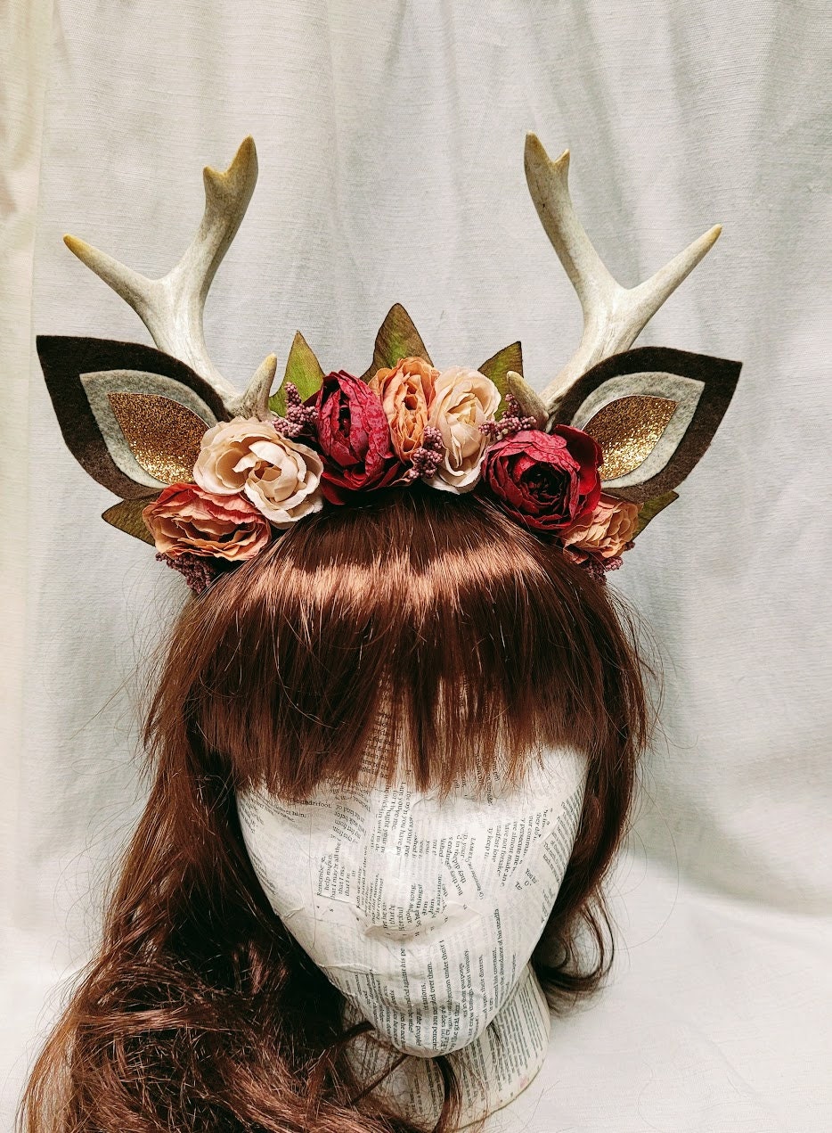 Wildflower Deer Antler Headband: Fawn Costume Headpiece - Etsy display picture 1