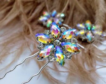 Rhinestone Flower Bridal Hair Pins: Aurora Crystal Pin Set  display picture 1